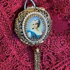 VTG Charlo Swiss made cameo portrait wind-up working watch pendant necklace